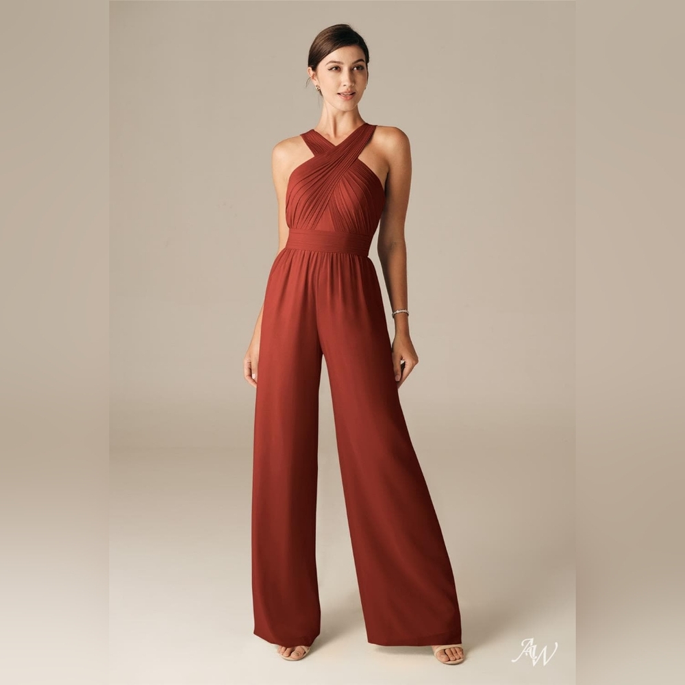Bridal Formal Rust halter jumpsuit, sz 8